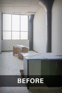 Before view: kitchen area in the apartments.