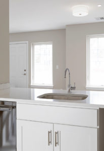 Devonshire Village lower apartments: kitchen counter and sink view