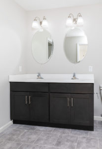 Devonshire Village upper apartments: bathroom vanity with double bowl top