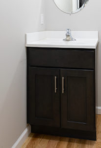 Devonshire Village upper apartments: bathroom vanity with single bowl top