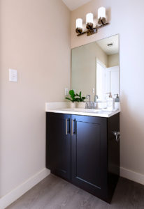 Bathroom vanity at Trail Run Luxury Apartments.