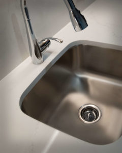 Detail view of the kitchen countertops at 36 Atlantic Street Apartments where Viking Kitchens has installed kitchens and bathrooms.