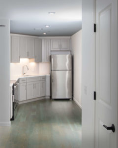 View of the kitchen entrance at 36 Atlantic Street Apartments where Viking Kitchens has installed kitchens and bathrooms.