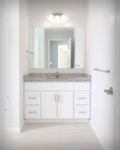 Viking Kitchens installed CNC Luxor vanity bases in White in the bathrooms at Residences On Main in Bristol.