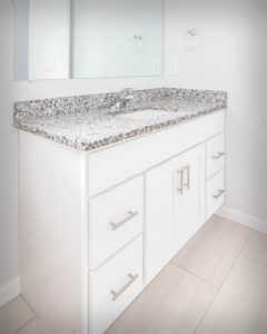 Viking Kitchens installed CNC Luxor vanity bases in White in the bathrooms at Residences On Main in Bristol.