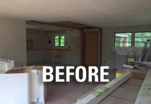 View of the kitchen before work begins in a West Hartford property rehab by Oculus Construction.